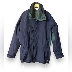 COLUMBIA Navy & Green 3 in 1 Interchangeable Ski Jacket VINTAGE